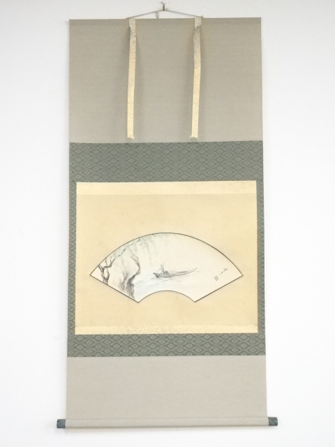 JAPANESE HANGING SCROLL / HAND PAINTED / FOLDING FAN